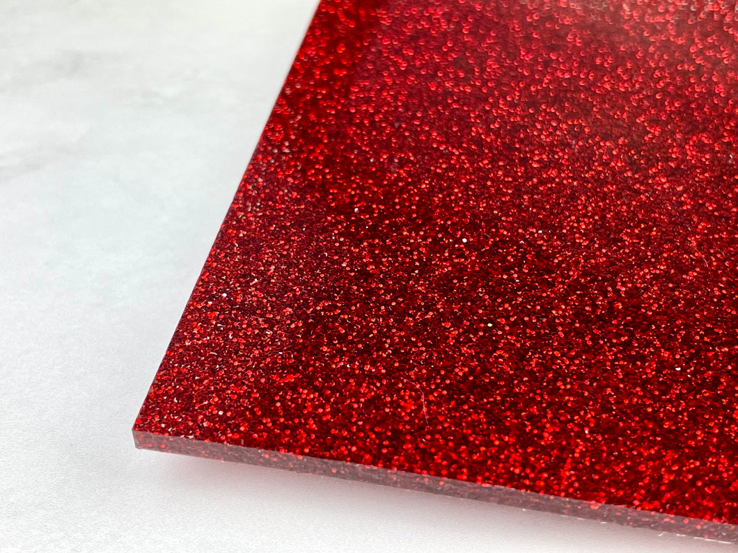 Red Glitter Acrylic Sheets - 11.75