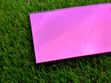 Load image into Gallery viewer, Pink Mirrored Acrylic Sheets. Glowforge 11.75&quot; x 19 EASY TO PEEL

