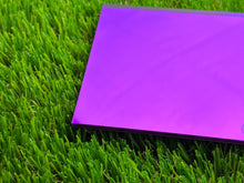 Load image into Gallery viewer, Purple Mirrored Acrylic Sheets. Glowforge 11.75&quot; x 19 EASY TO PEEL
